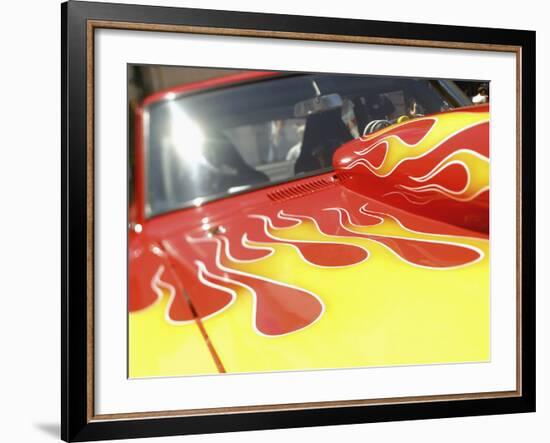 Close-up Image of a Flame Design on a Car Hood-null-Framed Photographic Print