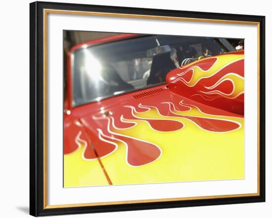 Close-up Image of a Flame Design on a Car Hood-null-Framed Photographic Print