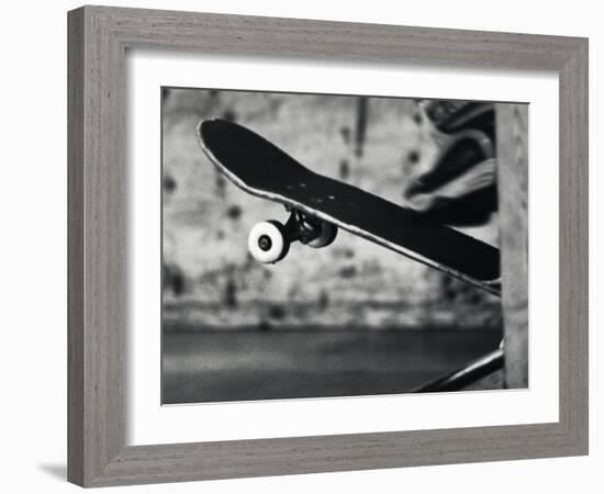 Close-up Monochromatic Image of a Skateboard-null-Framed Photographic Print