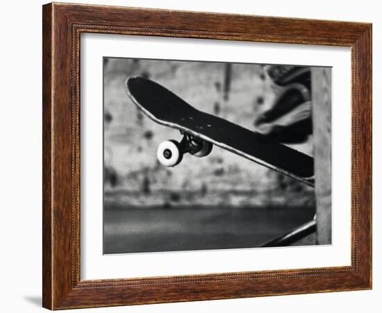 Close-up Monochromatic Image of a Skateboard-null-Framed Photographic Print