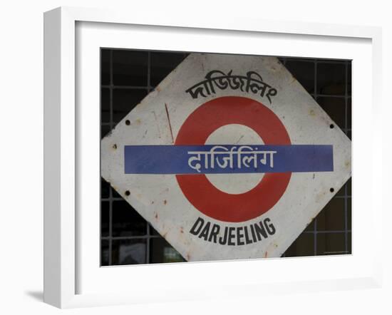 Close up of a British Style Station Sign at Train Station, Darjeeling, West Bengal State, India-Eitan Simanor-Framed Photographic Print