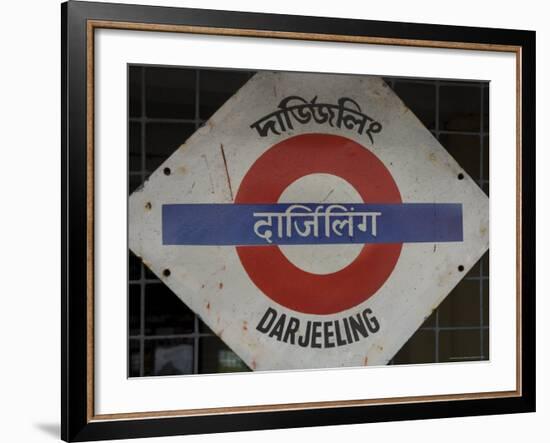 Close up of a British Style Station Sign at Train Station, Darjeeling, West Bengal State, India-Eitan Simanor-Framed Photographic Print