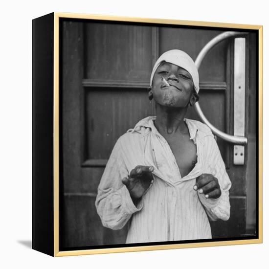 Close Up of a Child Beggar-Bob Landry-Framed Premier Image Canvas