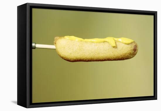 Close-Up of a Corn Dog on a Stick and Topped with Mustard, 1960-Eliot Elisofon-Framed Premier Image Canvas