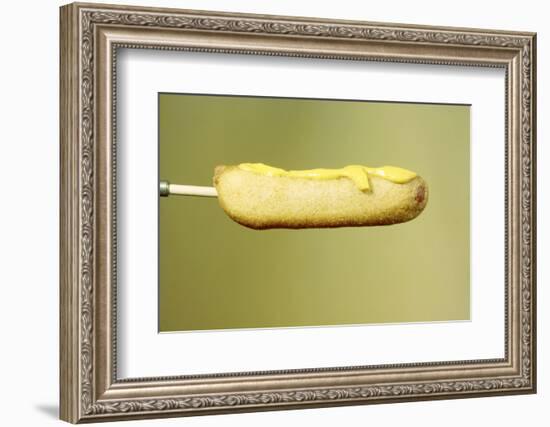 Close-Up of a Corn Dog on a Stick and Topped with Mustard, 1960-Eliot Elisofon-Framed Photographic Print