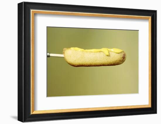 Close-Up of a Corn Dog on a Stick and Topped with Mustard, 1960-Eliot Elisofon-Framed Photographic Print