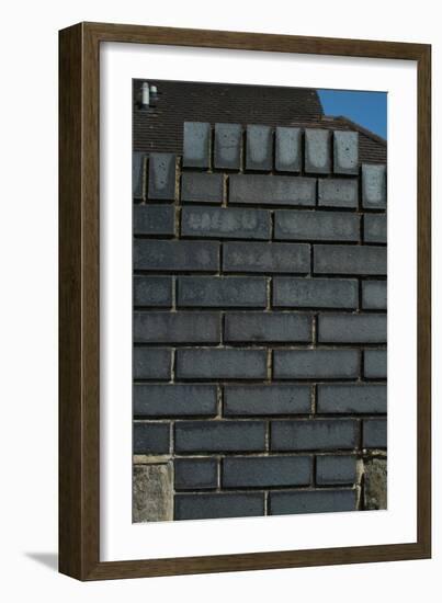 Close Up of a Grey Engineering Brick Wall-Natalie Tepper-Framed Photo