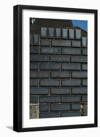 Close Up of a Grey Engineering Brick Wall-Natalie Tepper-Framed Photo