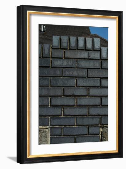 Close Up of a Grey Engineering Brick Wall-Natalie Tepper-Framed Photo