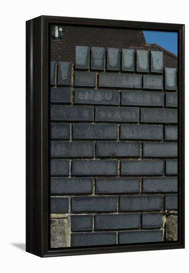 Close Up of a Grey Engineering Brick Wall-Natalie Tepper-Framed Stretched Canvas