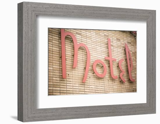 Close Up of a Motel Sign, Pontiac, Illinois, USA. Route 66-Julien McRoberts-Framed Photographic Print