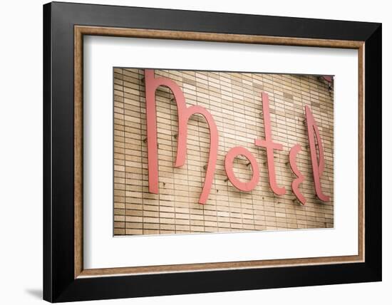 Close Up of a Motel Sign, Pontiac, Illinois, USA. Route 66-Julien McRoberts-Framed Photographic Print