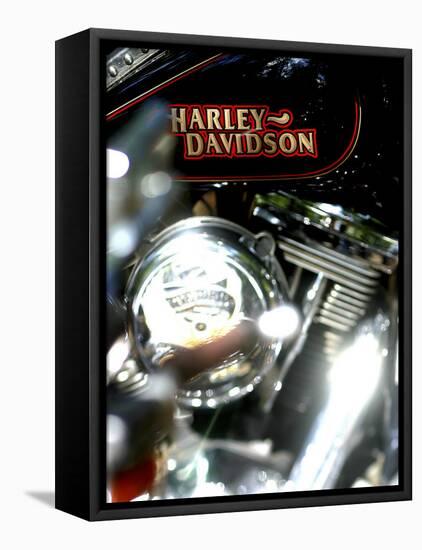 Close-up of a Motorcycle-null-Framed Premier Image Canvas