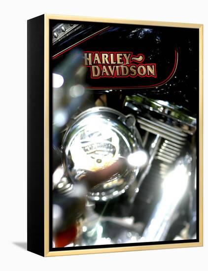 Close-up of a Motorcycle-null-Framed Premier Image Canvas