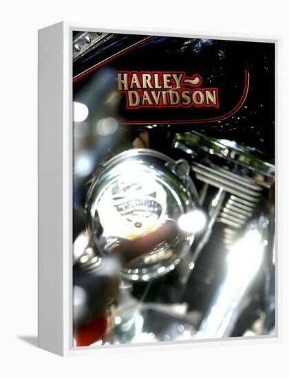 Close-up of a Motorcycle-null-Framed Premier Image Canvas