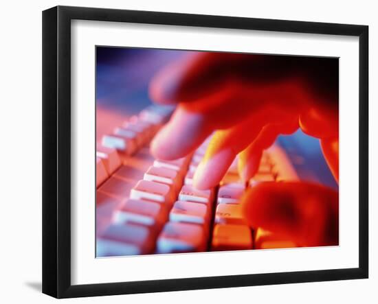 Close-up of a Person Typing on a Computer Keyboard-Tek Image-Framed Photographic Print