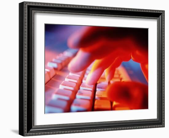 Close-up of a Person Typing on a Computer Keyboard-Tek Image-Framed Photographic Print