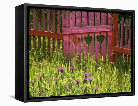 Close-up of a Picket Fence Gate-null-Framed Premier Image Canvas