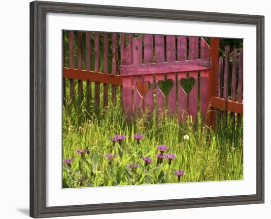 Close-up of a Picket Fence Gate-null-Framed Photographic Print