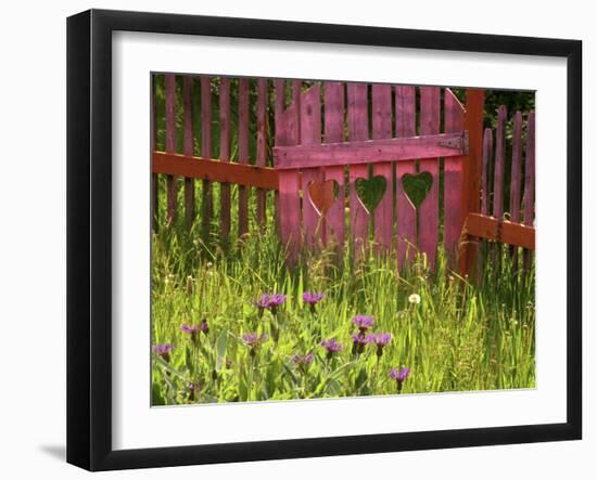 Close-up of a Picket Fence Gate-null-Framed Photographic Print