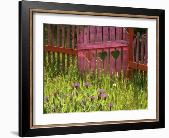 Close-up of a Picket Fence Gate-null-Framed Photographic Print