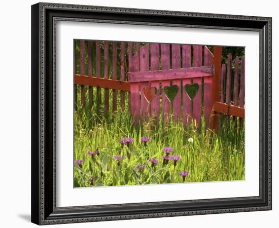 Close-up of a Picket Fence Gate-null-Framed Photographic Print