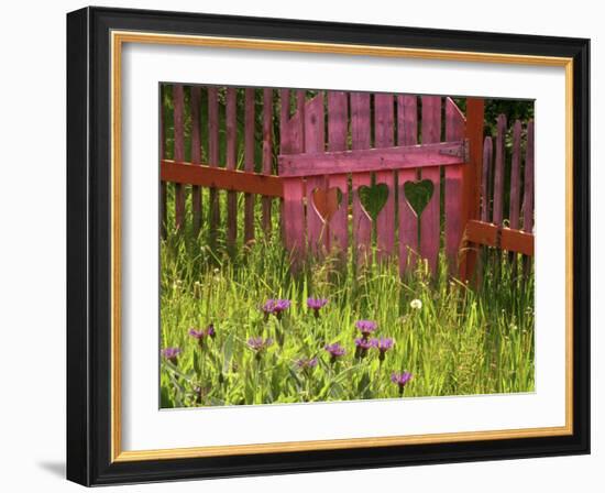 Close-up of a Picket Fence Gate-null-Framed Photographic Print
