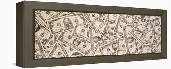 Close-Up of a Pile of Us Dollar Bills-null-Framed Stretched Canvas