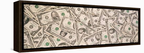 Close-Up of a Pile of Us Dollar Bills-null-Framed Stretched Canvas