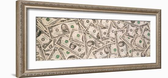 Close-Up of a Pile of Us Dollar Bills-null-Framed Photographic Print