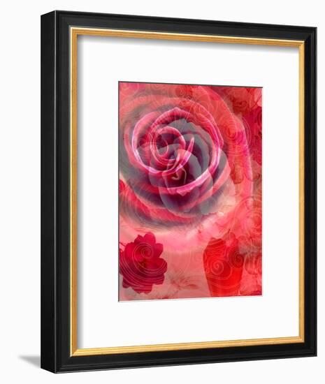 Close-Up of a Red Rose, Overlayed with Flower Decorations-Alaya Gadeh-Framed Photographic Print