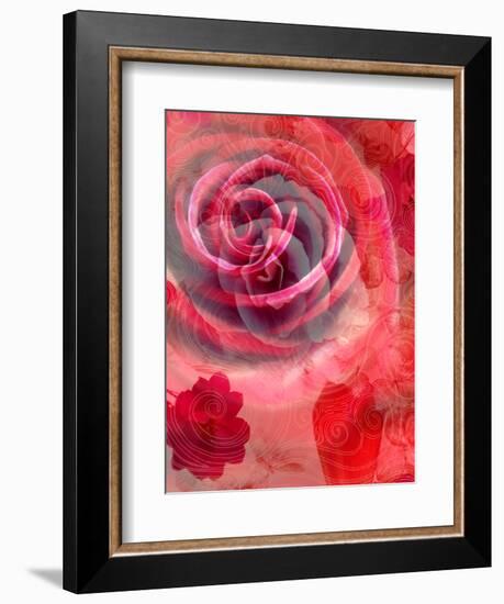 Close-Up of a Red Rose, Overlayed with Flower Decorations-Alaya Gadeh-Framed Photographic Print