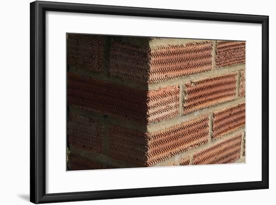 Close Up of a Surface Patterned Brick Wall-Natalie Tepper-Framed Photo