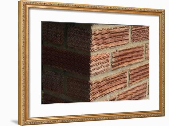 Close Up of a Surface Patterned Brick Wall-Natalie Tepper-Framed Photo