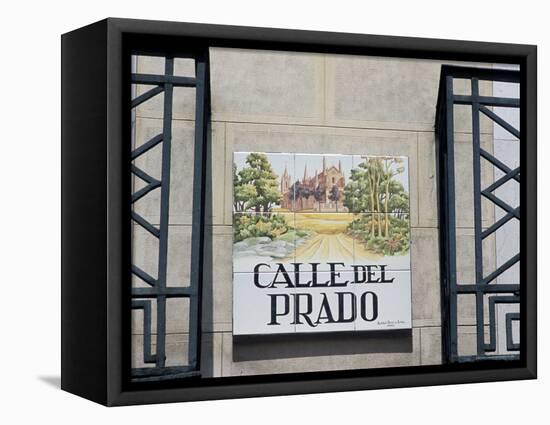 Close-Up of a Tile Street Sign, Calle Del Prado, Centro, Madrid, Spain-Richard Nebesky-Framed Premier Image Canvas