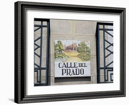 Close-Up of a Tile Street Sign, Calle Del Prado, Centro, Madrid, Spain-Richard Nebesky-Framed Photographic Print