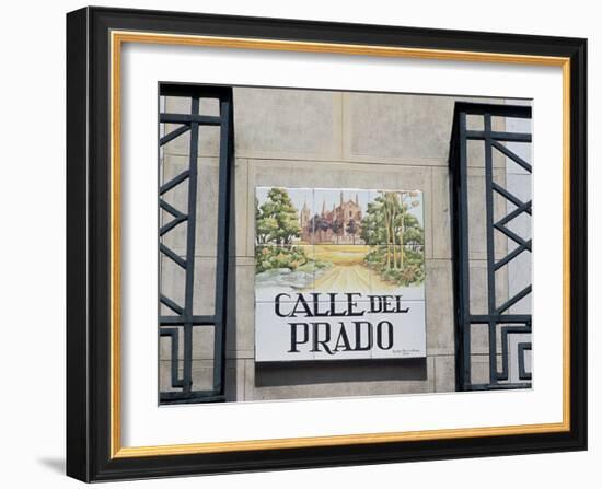 Close-Up of a Tile Street Sign, Calle Del Prado, Centro, Madrid, Spain-Richard Nebesky-Framed Photographic Print