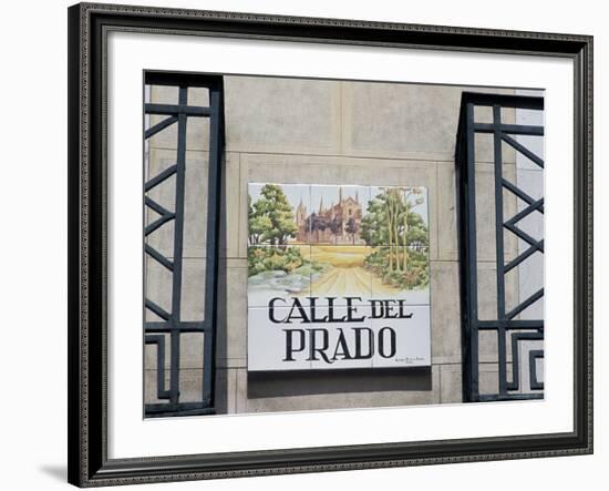 Close-Up of a Tile Street Sign, Calle Del Prado, Centro, Madrid, Spain-Richard Nebesky-Framed Photographic Print