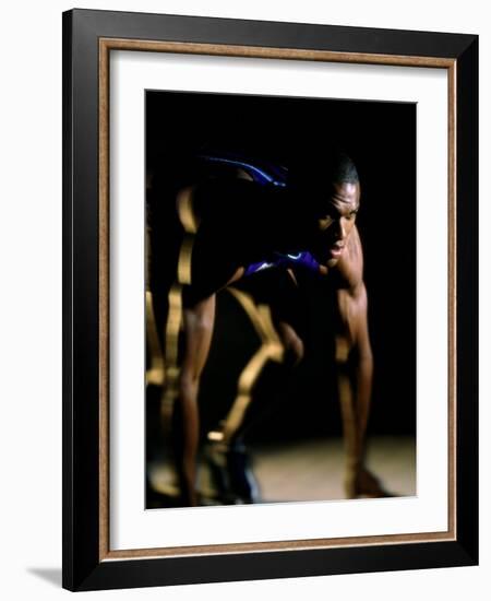 Close-up of a Track Runner in the Starting Position-null-Framed Photographic Print