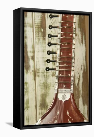 Close-Up of a Wood Indian Sitar String Instrument of Music in India-Bill Bachmann-Framed Premier Image Canvas