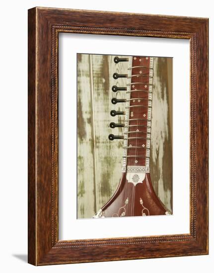 Close-Up of a Wood Indian Sitar String Instrument of Music in India-Bill Bachmann-Framed Photographic Print