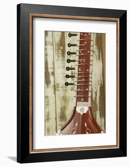 Close-Up of a Wood Indian Sitar String Instrument of Music in India-Bill Bachmann-Framed Photographic Print