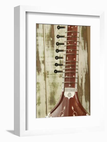 Close-Up of a Wood Indian Sitar String Instrument of Music in India-Bill Bachmann-Framed Photographic Print