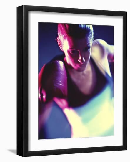 Close-up of a Young Woman Wearing Boxing Gloves-null-Framed Photographic Print