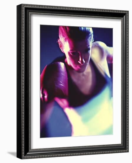 Close-up of a Young Woman Wearing Boxing Gloves-null-Framed Photographic Print