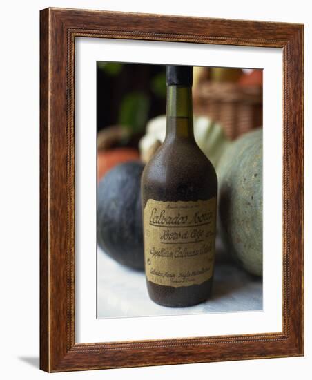 Close-Up of an Old Bottle of Calvados from Normandy, France, Europe-Michelle Garrett-Framed Photographic Print