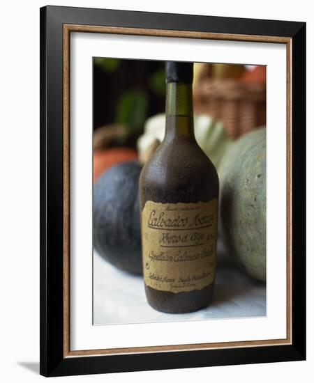 Close-Up of an Old Bottle of Calvados from Normandy, France, Europe-Michelle Garrett-Framed Photographic Print