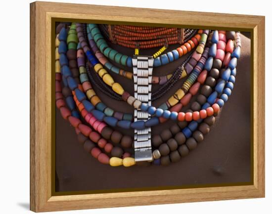 Close-Up of Bead Necklaces of a Hamer Woman, Turmi, Omo Region, Ethiopia, Africa-Carlo Morucchio-Framed Premier Image Canvas