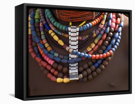 Close-Up of Bead Necklaces of a Hamer Woman, Turmi, Omo Region, Ethiopia, Africa-Carlo Morucchio-Framed Premier Image Canvas