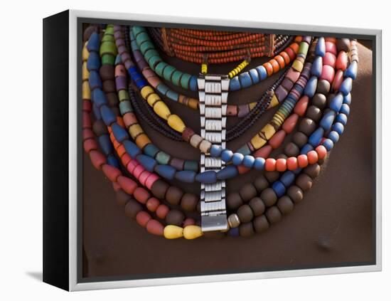 Close-Up of Bead Necklaces of a Hamer Woman, Turmi, Omo Region, Ethiopia, Africa-Carlo Morucchio-Framed Premier Image Canvas
